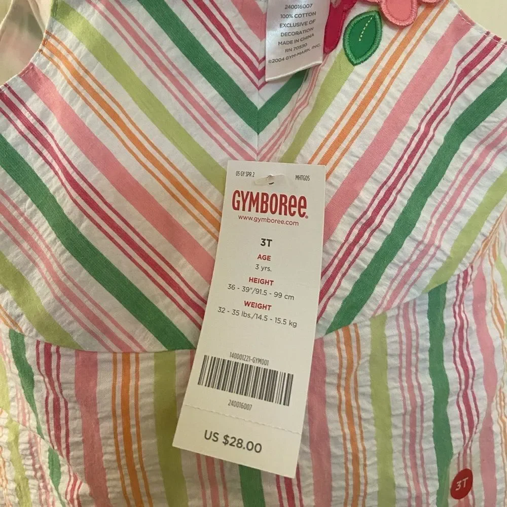 Gymboree Spring Fun Striped Seersucker Corsage Romper Size 3T NWT